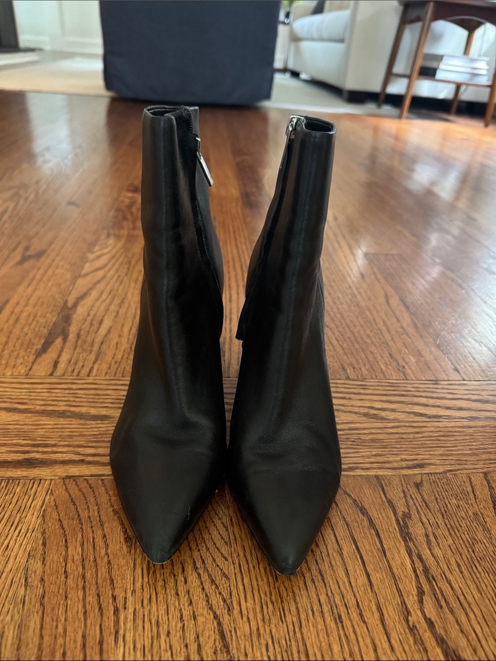 Marc Fisher Black Pointed Toe Zip Ankle Booties